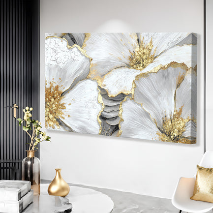 Golden Bloom Abstract Wall Art