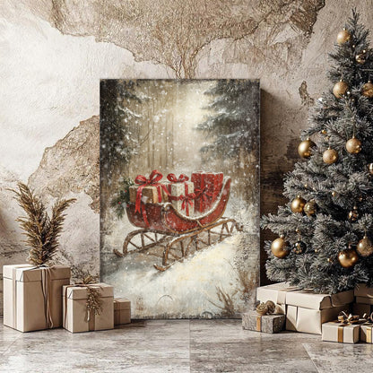 Vintage Christmas Sleigh Sled Wall Art VII
