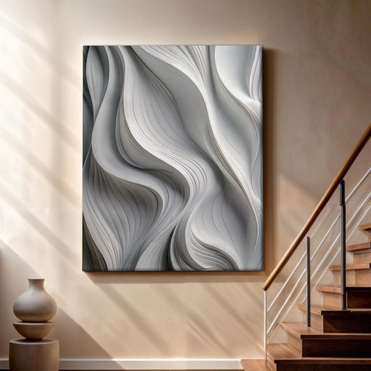 Modern Monochrome Waves Abstract Wall Art