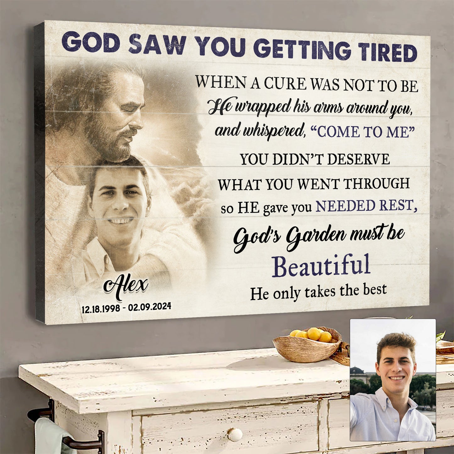 Personalized God Saw You Getting Tired Memorial Sign II