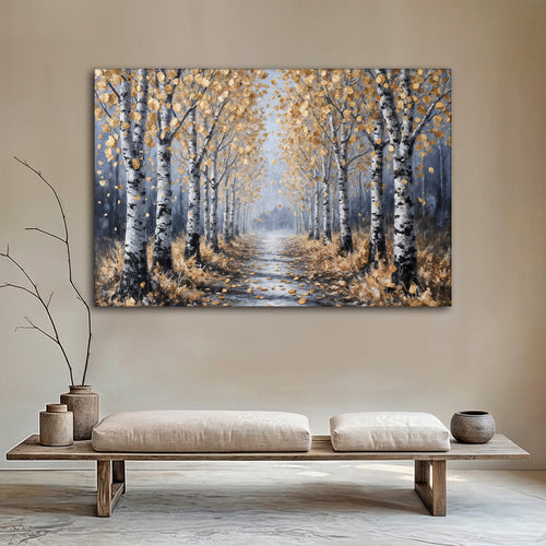 Golden Autumn Forest Path Wall Art