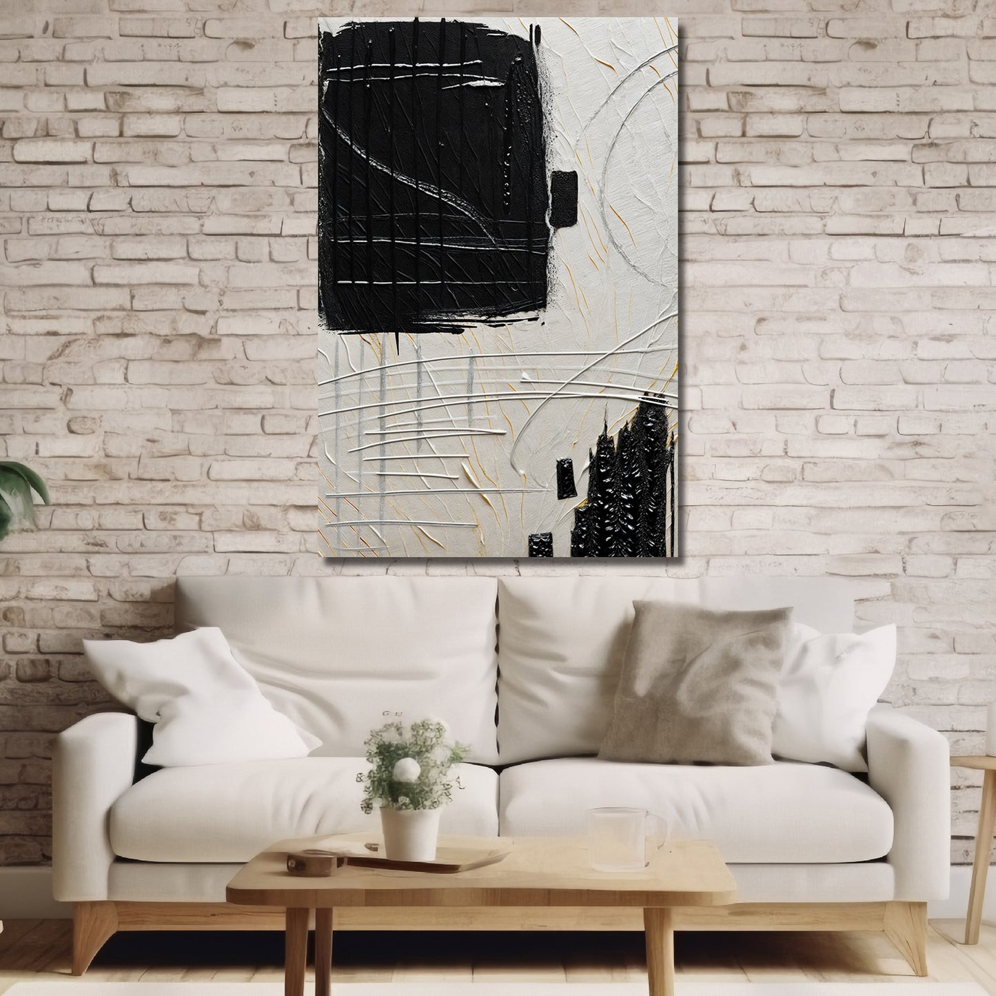 Black and Beige Textured Wall Art