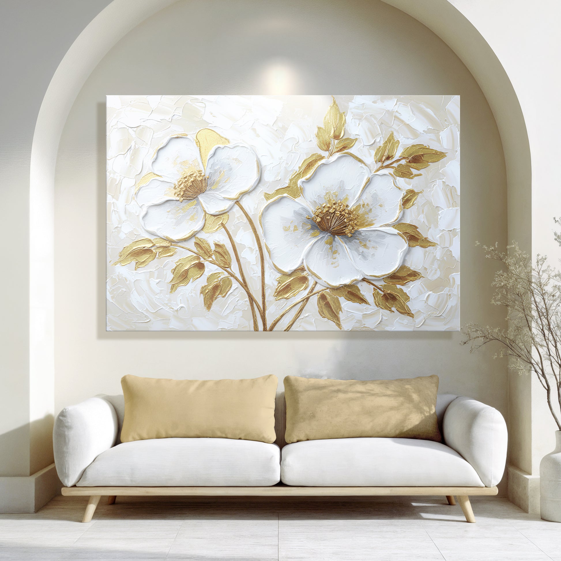 Golden Blossom Abstract Wall Art