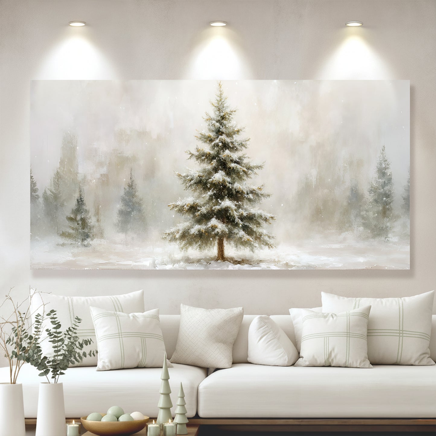 Snowy Christmas Tree Christmas Wall Art