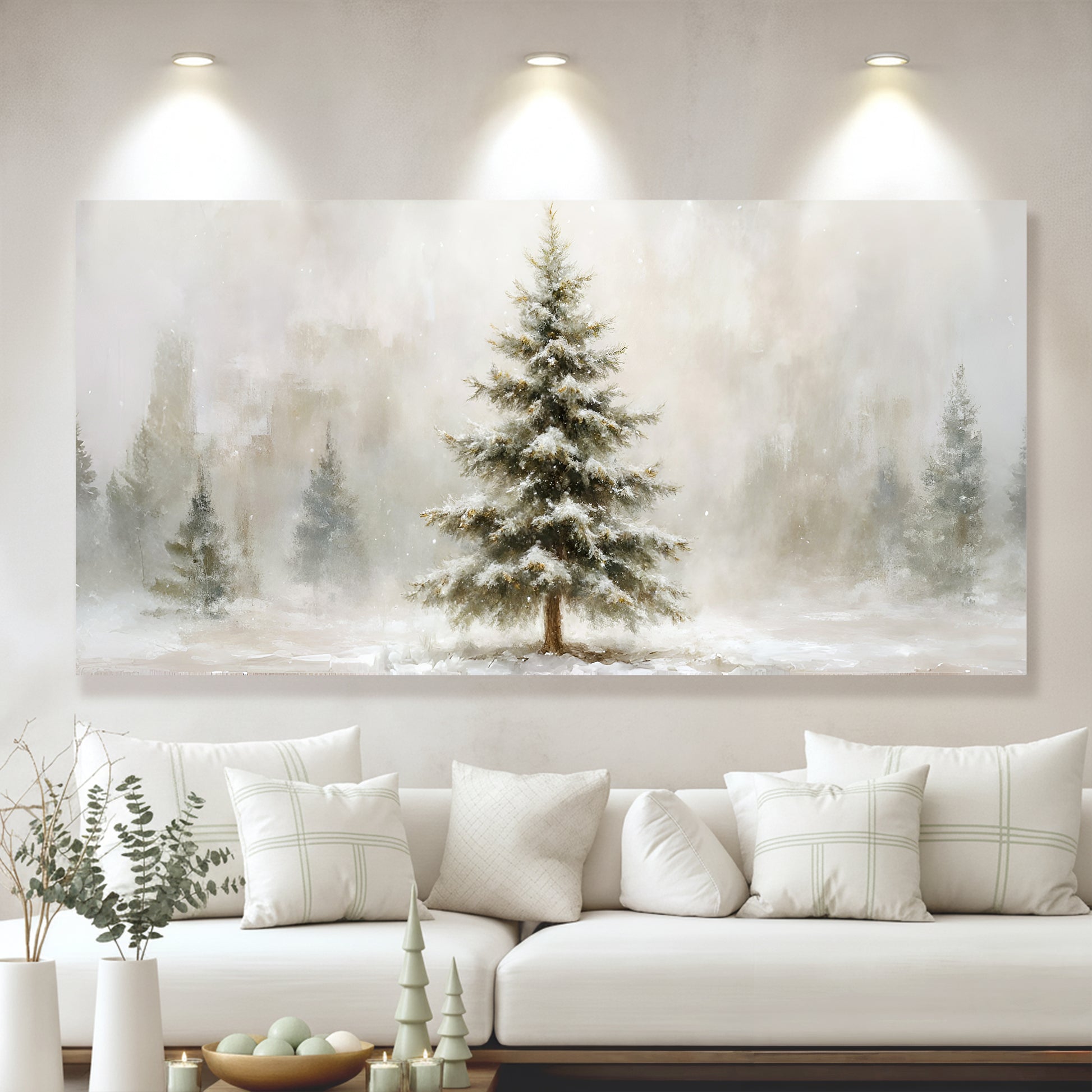 Snowy Christmas Tree Christmas Wall Art