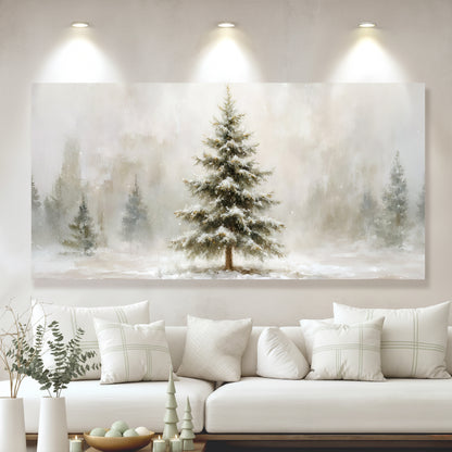 Snowy Christmas Tree Christmas Wall Art