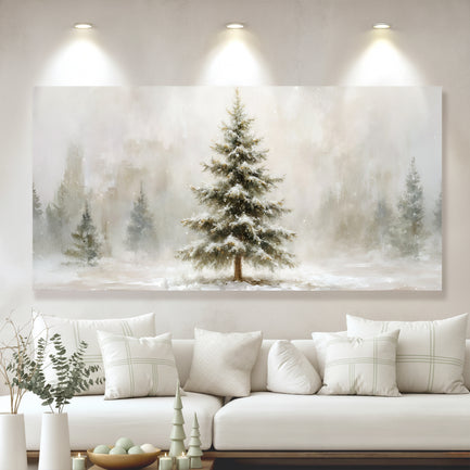 Snowy Christmas Tree Christmas Wall Art