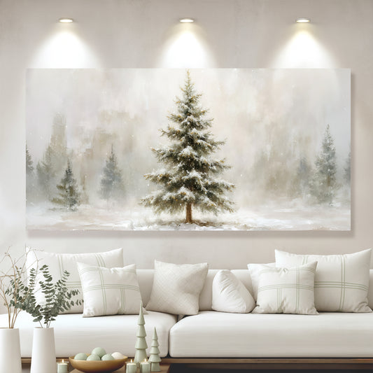 Snowy Christmas Tree Christmas Wall Art