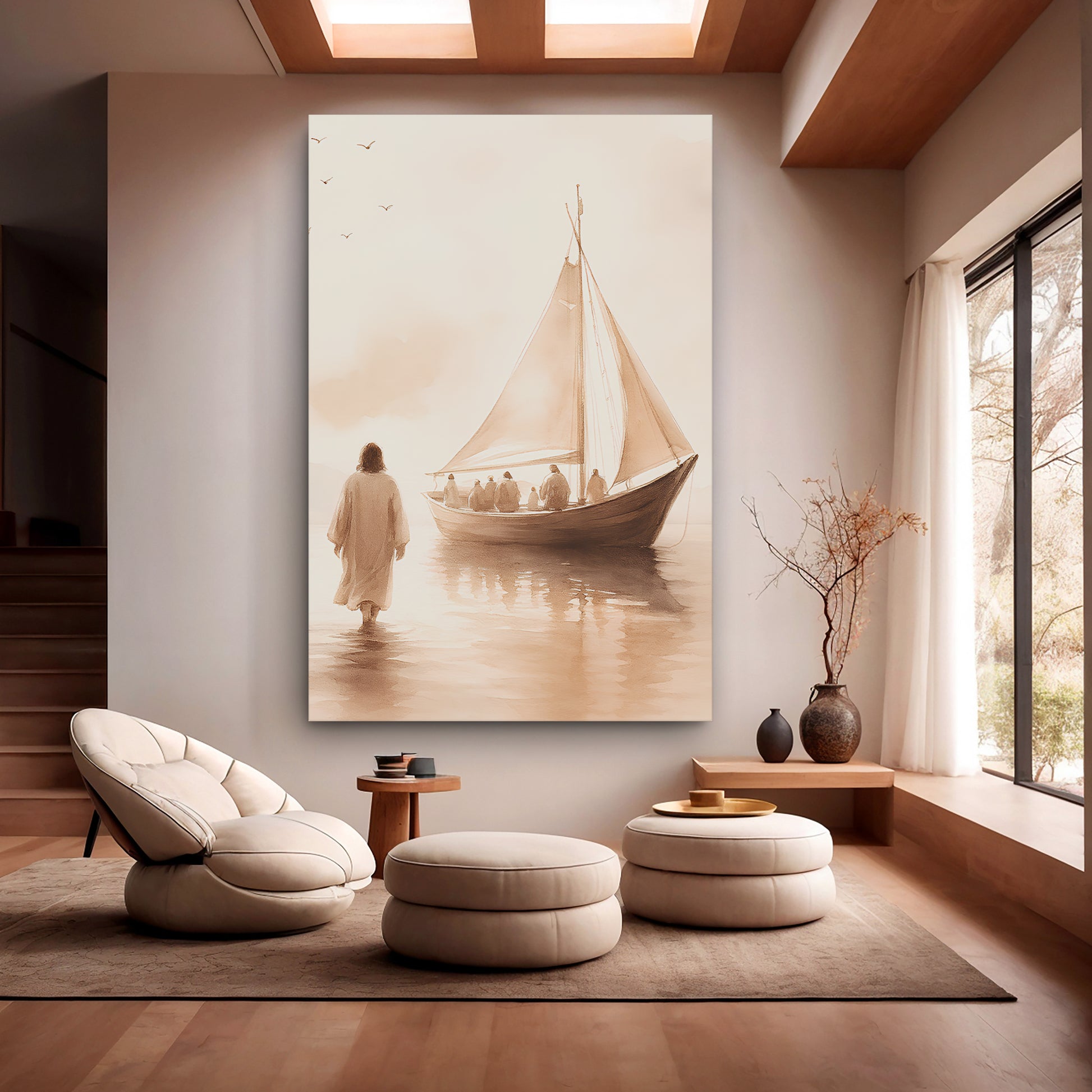 Jesus Christ Walking On Water Faith Wall Art VIII