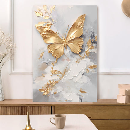 Golden Butterfly Wings Abstract Wall Art