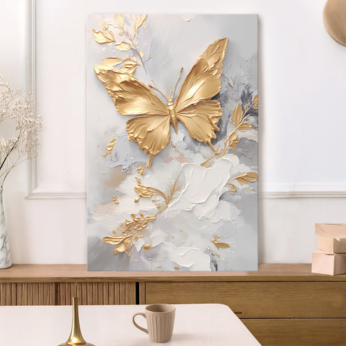 Golden Butterfly Wings Abstract Wall Art