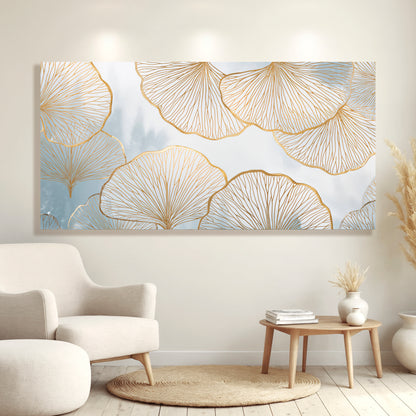 Gold Ginkgo Leaf Silhoutte Wall Art