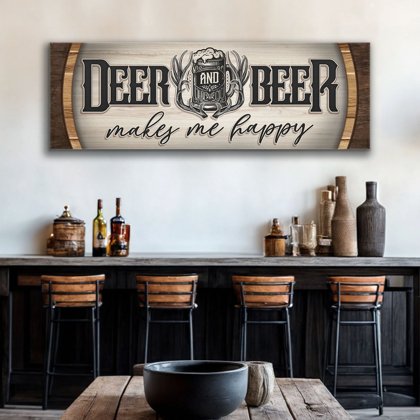 Deer And Beer Make Me Happy Hunting Sign II