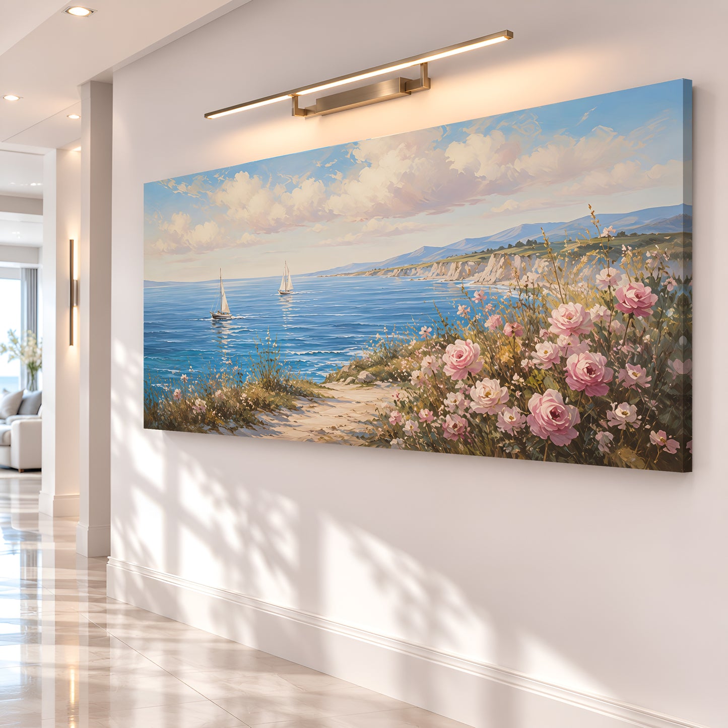 Blush Coast Sail Escape Wall Art