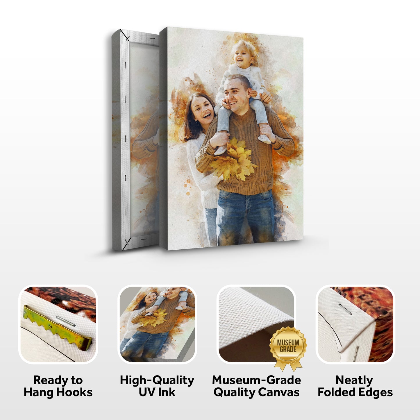 Custom Family Watercolor Portrait Specs - Image by Tailored Canvases