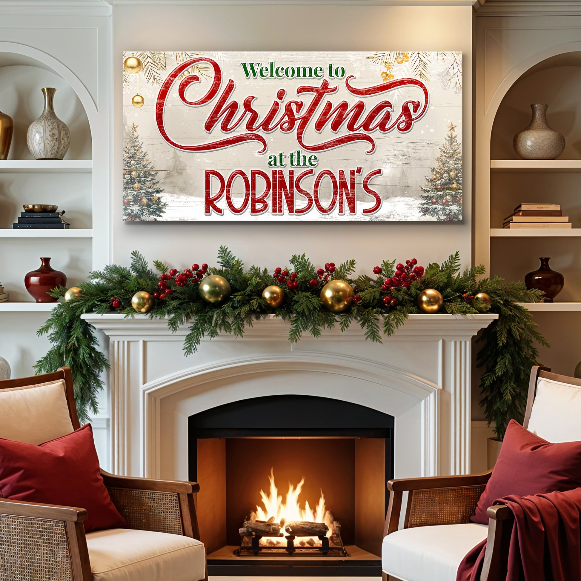 Custom Family Christmas Tree Wall Sign