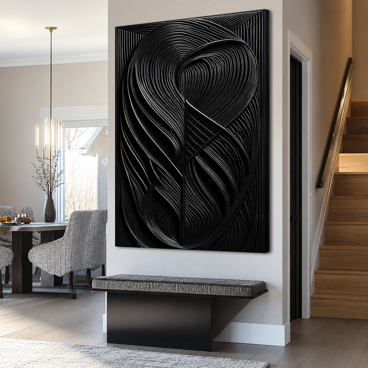 Modern Black Waves Wall Art