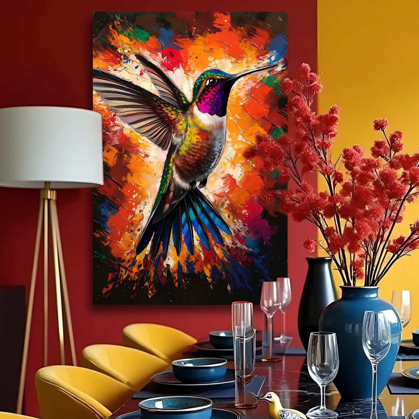 Humming Bird Abstract Wall Art