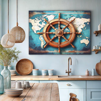 Sailboat Ship Wheel Coastal Wall Art