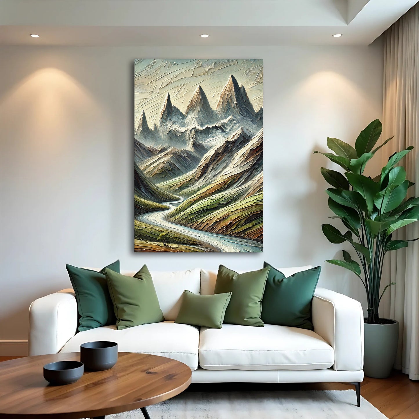 Abstract Mountain and River Landscape Wall Art II