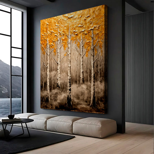 Abstract Gold Trees Wall Art