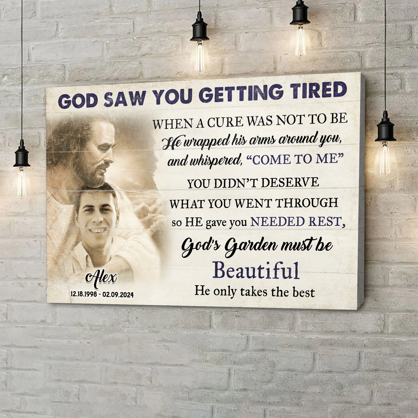 Personalized God Saw You Getting Tired Memorial Sign II