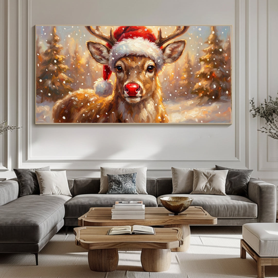Red Nosed Reindeer Christmas Farmhouse Wall Art
