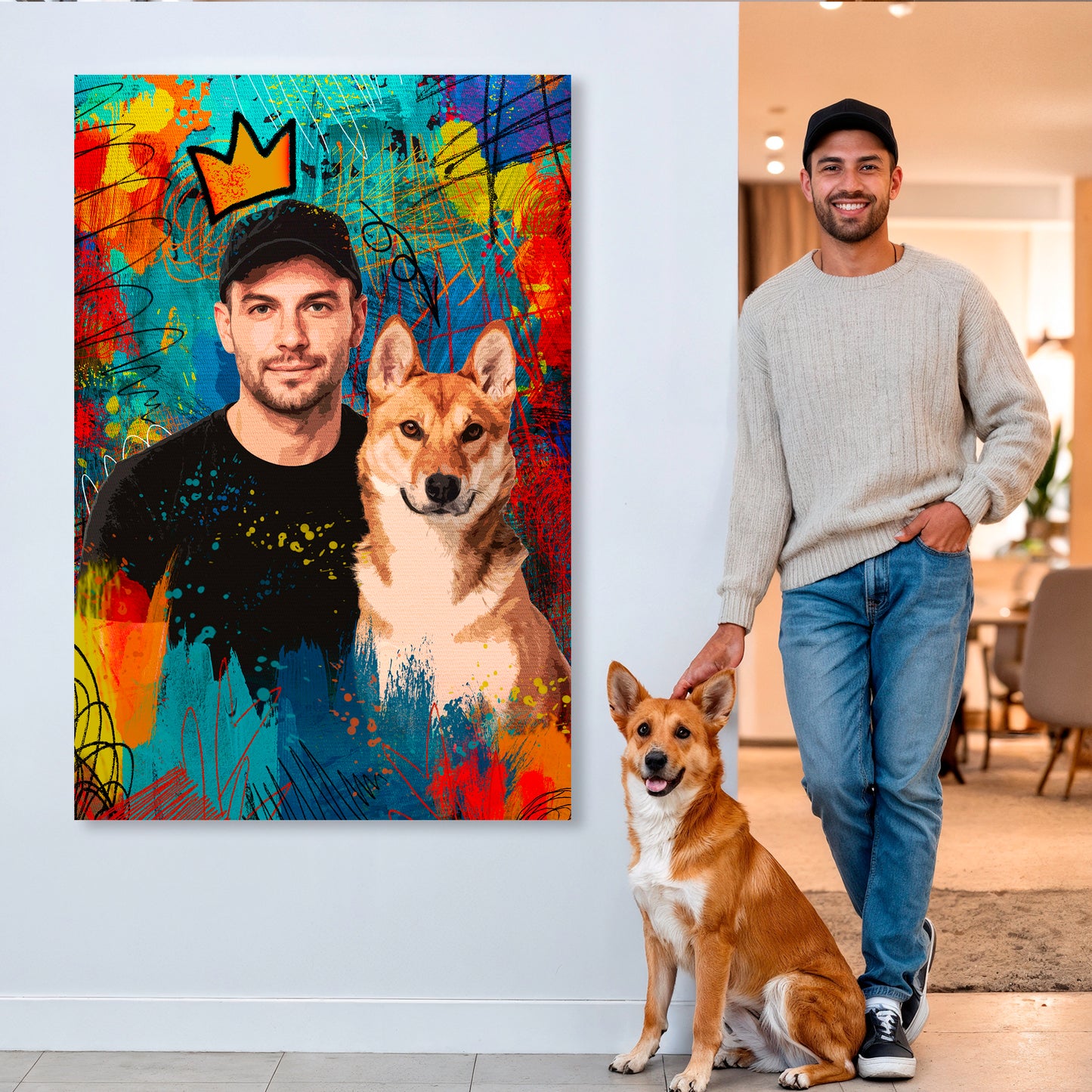 Customized Pet Portrait Abstract Wall Art III