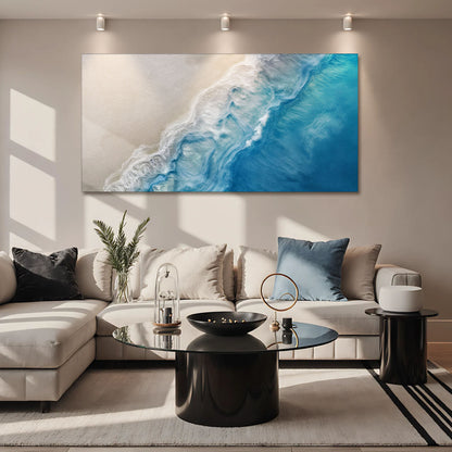 White Sea Waves Abstract Wall Art