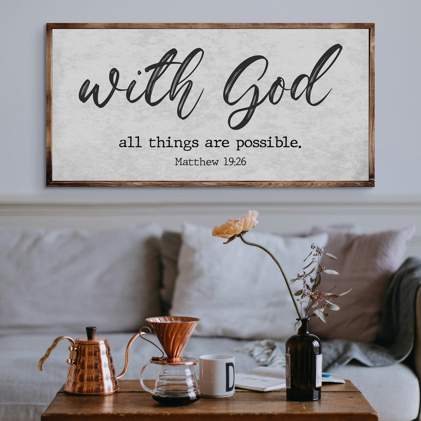 Matthew 19:26 - With God All Things Are Possible Faith Sign