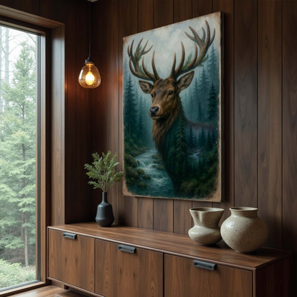 Misty Stag Double Exposure Wall Art