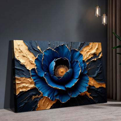 Sapphire Bloom Impasto Wall Art