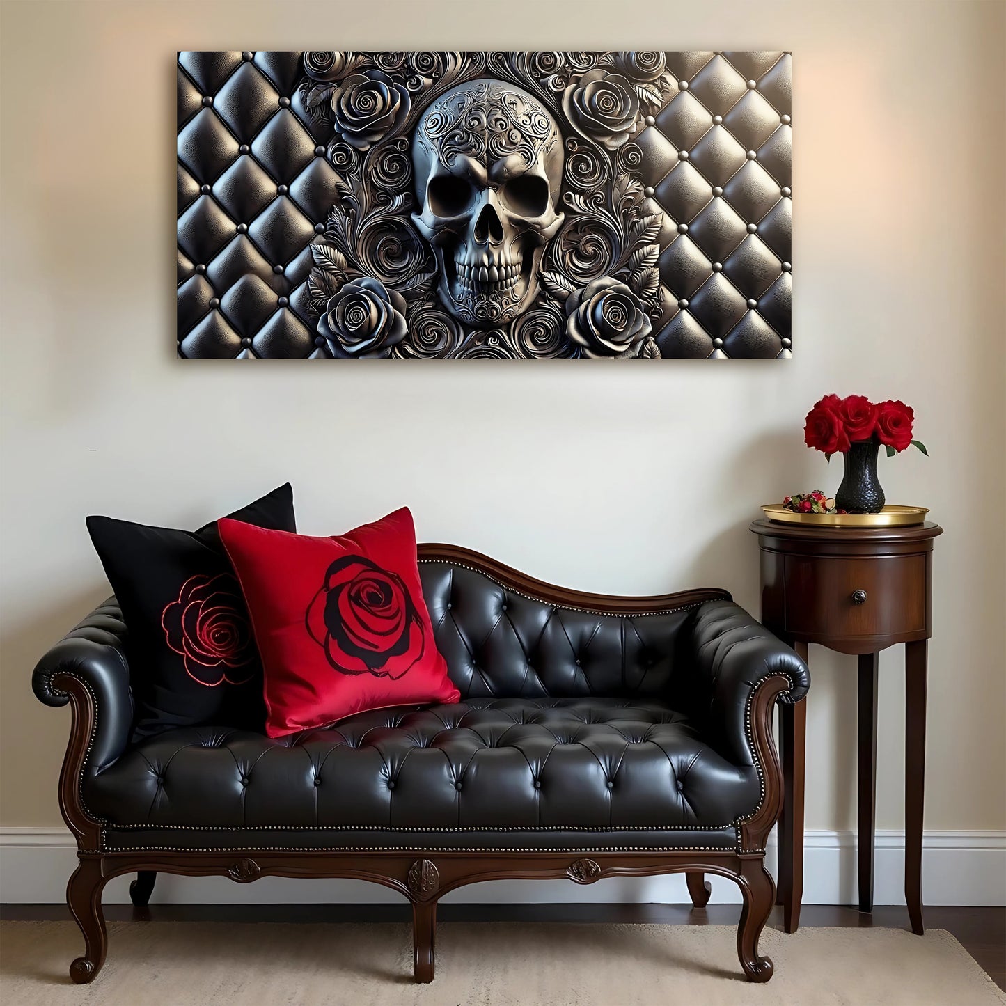 3D Rose And Skull Wall Art IV