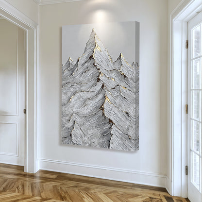 Golden Frozen Peaks Abstract Wall Art