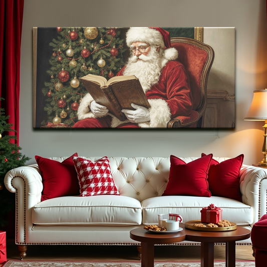 Vintage Santa Reading Wall Art