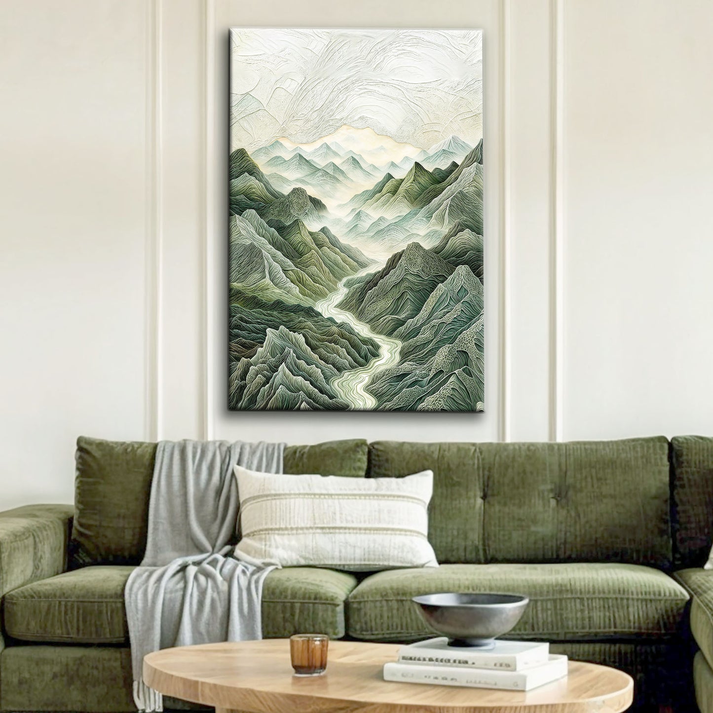 Abstract Mountain and River Landscape Wall Art