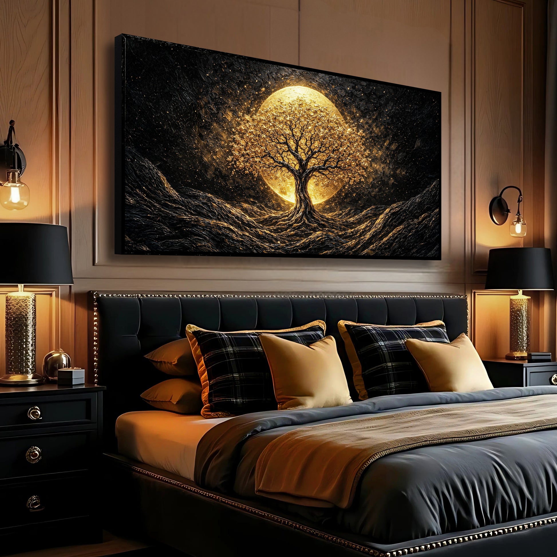 The Luminous Golden Tree Wall Art