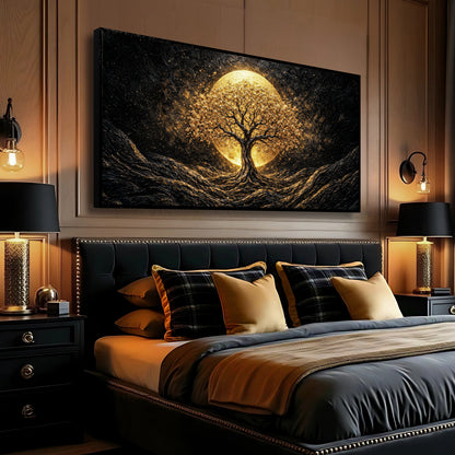 The Luminous Golden Tree Wall Art