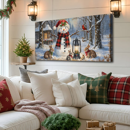 Vintage Snowman in the Snow Christmas Wall Art