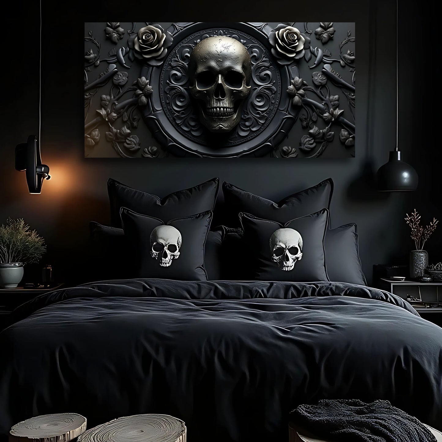 3D Rose and Skull Wall Art VI