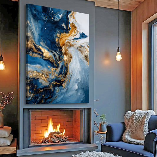 Geode Gold And Blue Marble Wall Art