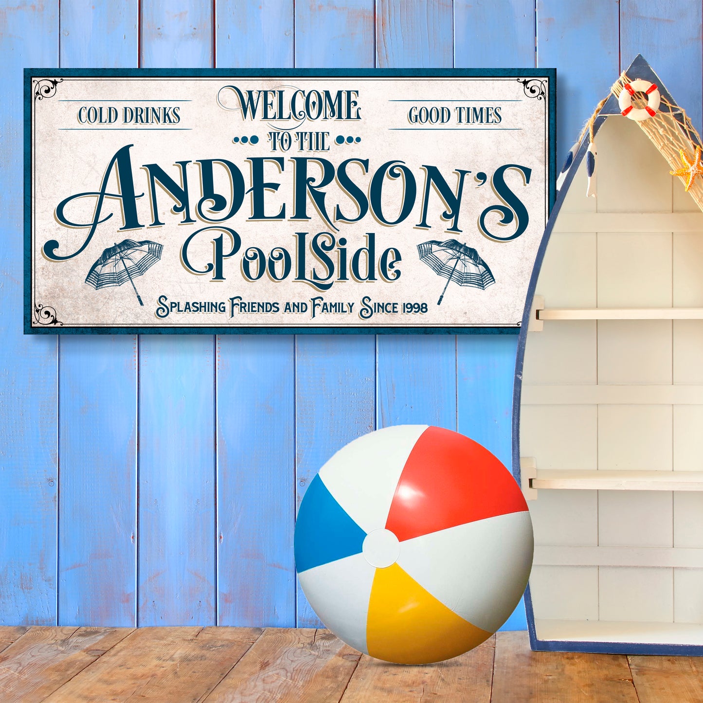 Personalized Poolside Party Sign II Style 1 - Image by Tailored Canvases