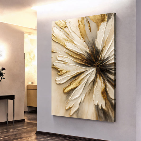 Golden Floral Abstract Wall Art