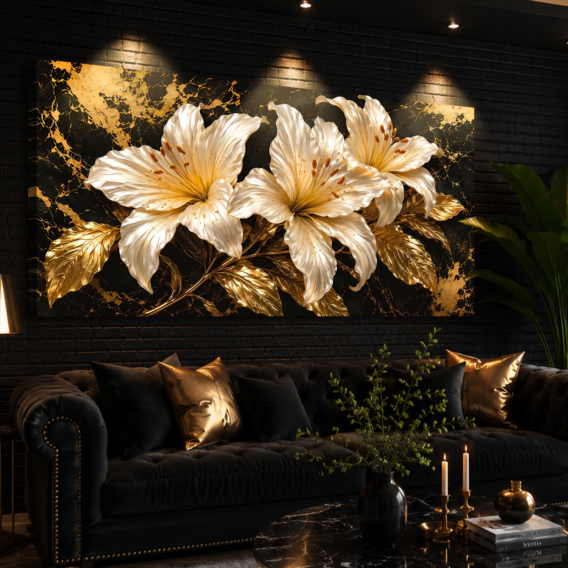 Golden Lily Radiance Wall Art
