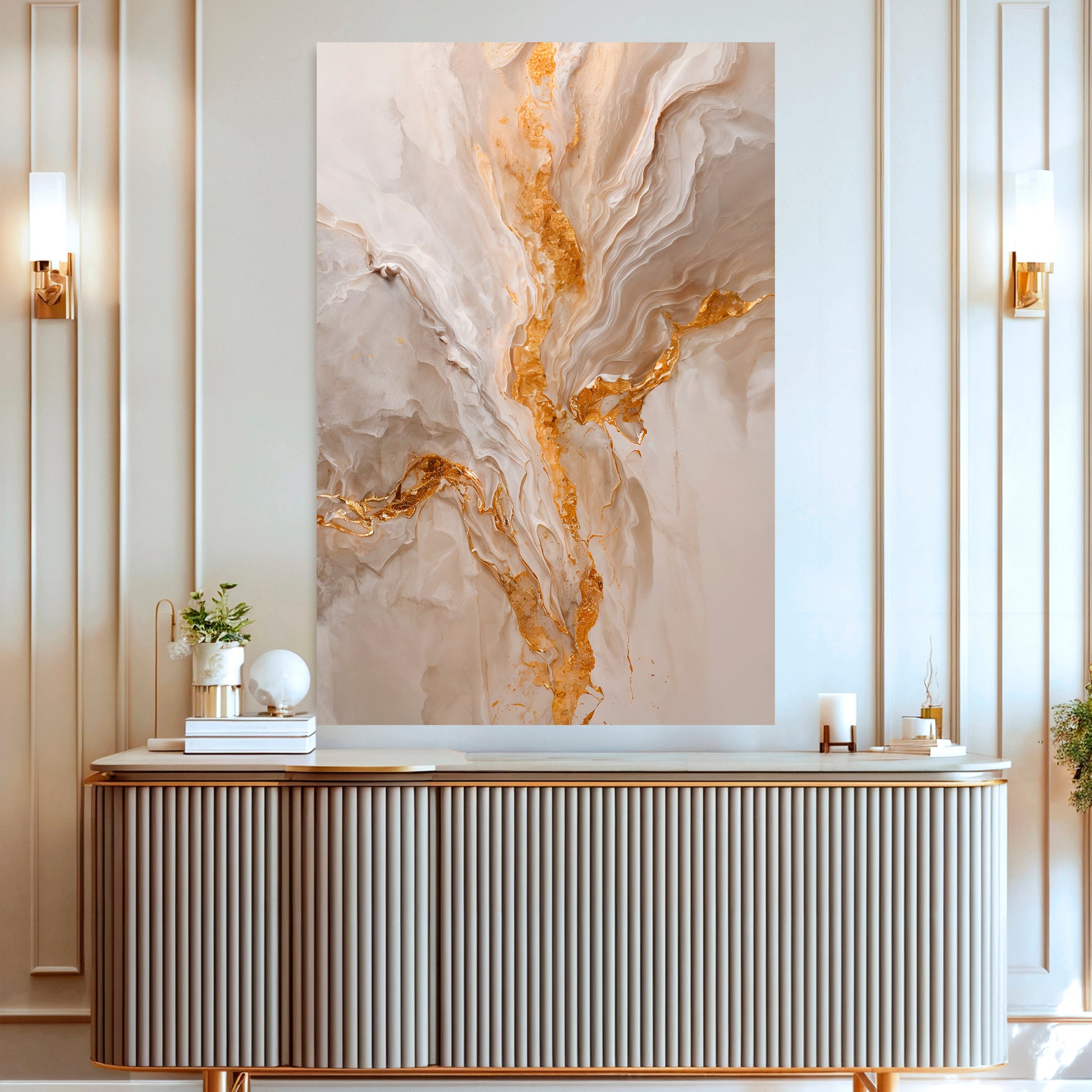 Golden Bloom Abstract Wall Art II