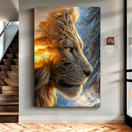 Lion Winter Summer Surrealism Wall Art