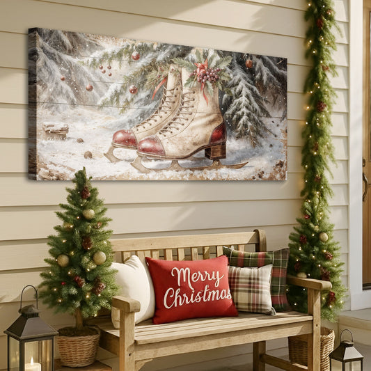 Vintage Christmas Red Skates Wall Art