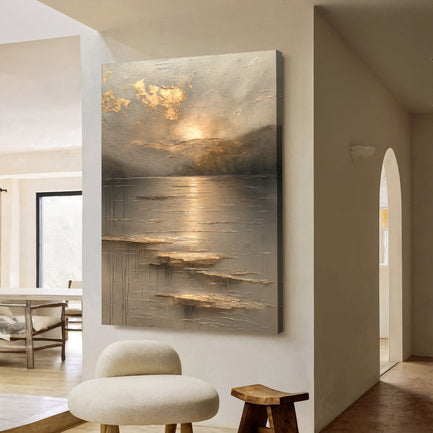 Golden Horizon Abstract Wall Art