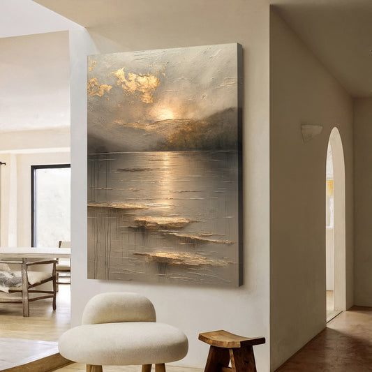 Golden Horizon Abstract Wall Art