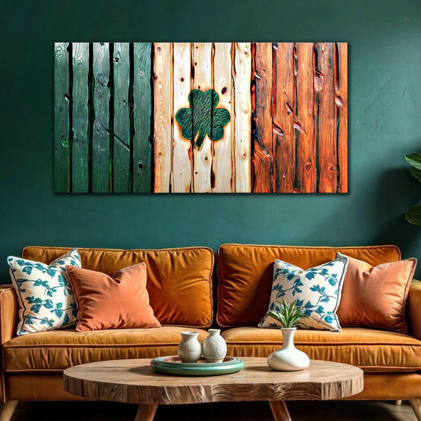 Irish Shamrock Glory Wooden Texture Flag Wall Art